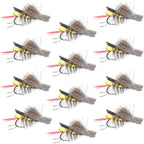 Daves Hopper Yellow Foam Body Grasshopper Fly - 1 Dozen Flies  Size 10