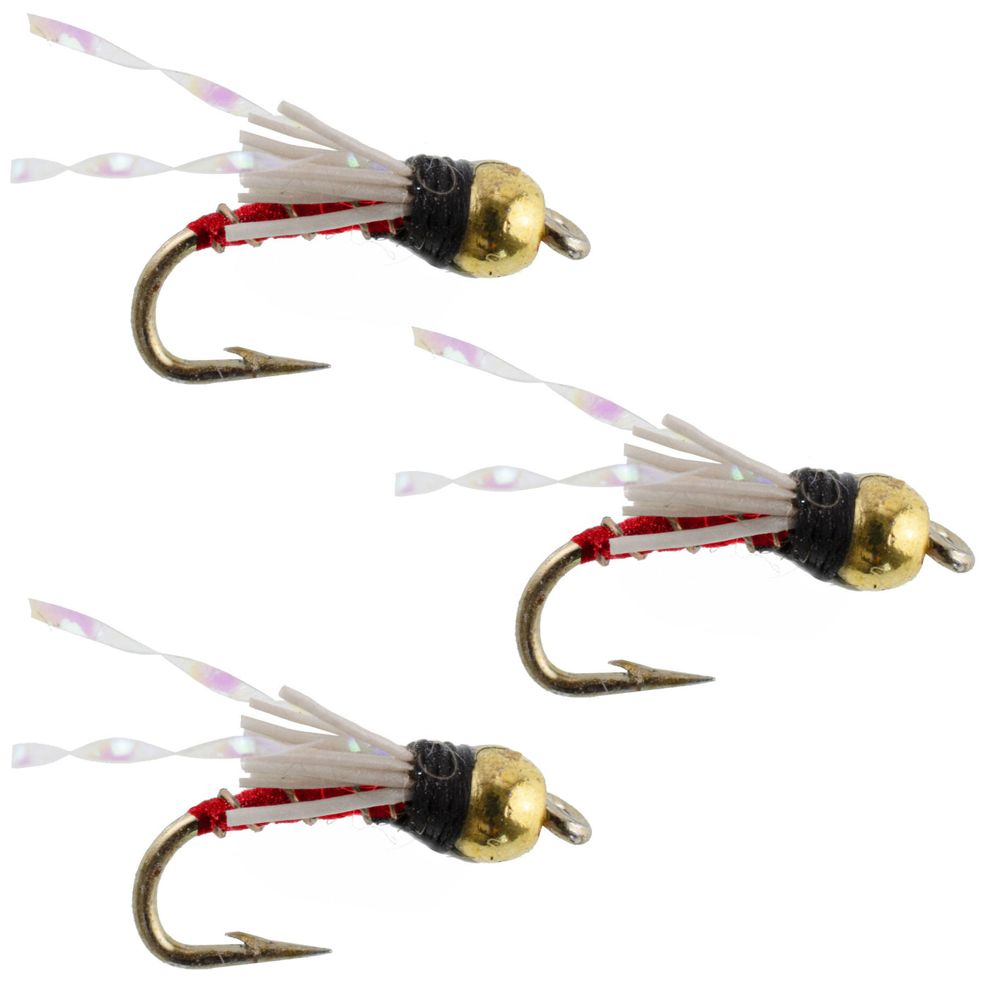 3 Pack Beadhead Red 3 Dollar Dip Serendipity Nymph - Size 18