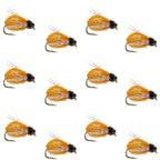 LaFontaine Amber Deep Sparkle Caddis Pupa - 1 Dozen Flies Hook Size 16