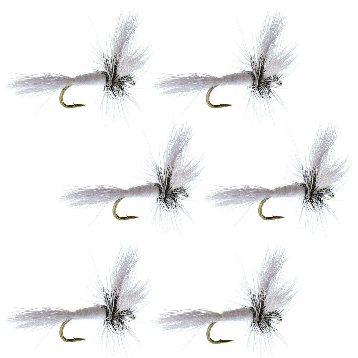 Barbless White Wulff Classic Hair Wing Dry Fly - 6 Flies Hook Size 14
