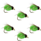 Bead Head LaFontaine Bright Green Deep Sparkle Caddis Pupa - 6 Flies Hook Size 18