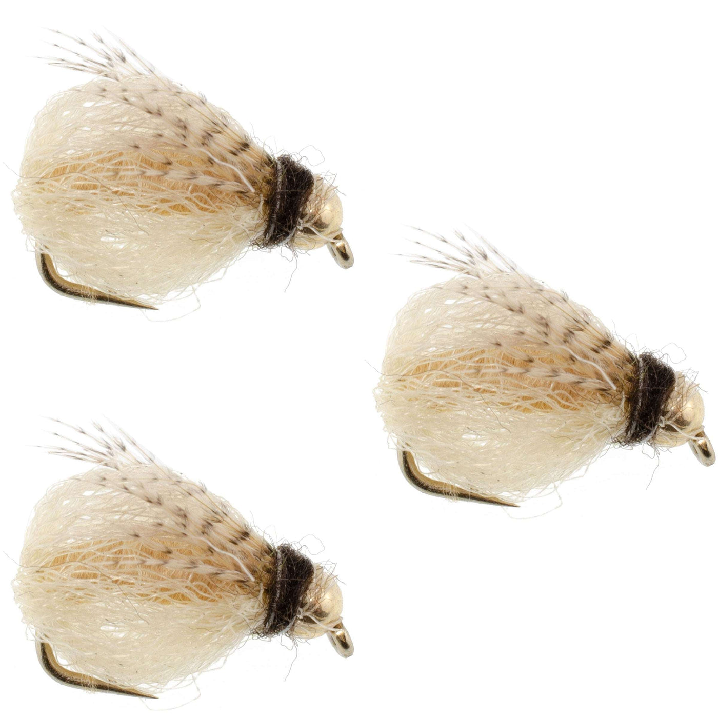 3 Pack Bead Head LaFontaine Tan Deep Sparkle Caddis Pupa - Hook Size 18