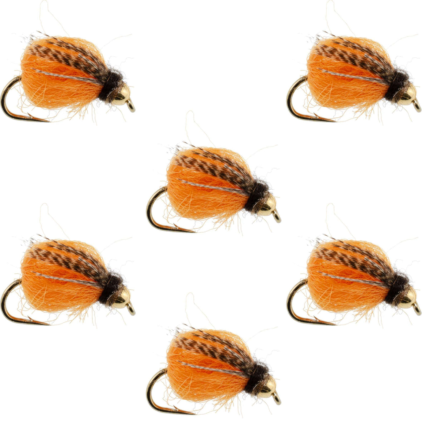 Bead Head LaFontaine Deep Sparkle October Caddis Pupa - 6 Flies Size 10