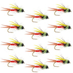 Tungsten Bead Head Nicks Prince Special Nymph Fishing Flies - 12 Flies Hook Size 16