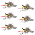 Daves Hopper Yellow Foam Body Grasshopper Fly - 6 Flies Hook Size 12