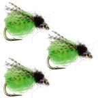 3 Pack LaFontaine Bright Green Deep Sparkle Caddis Pupa - Hook Size 16