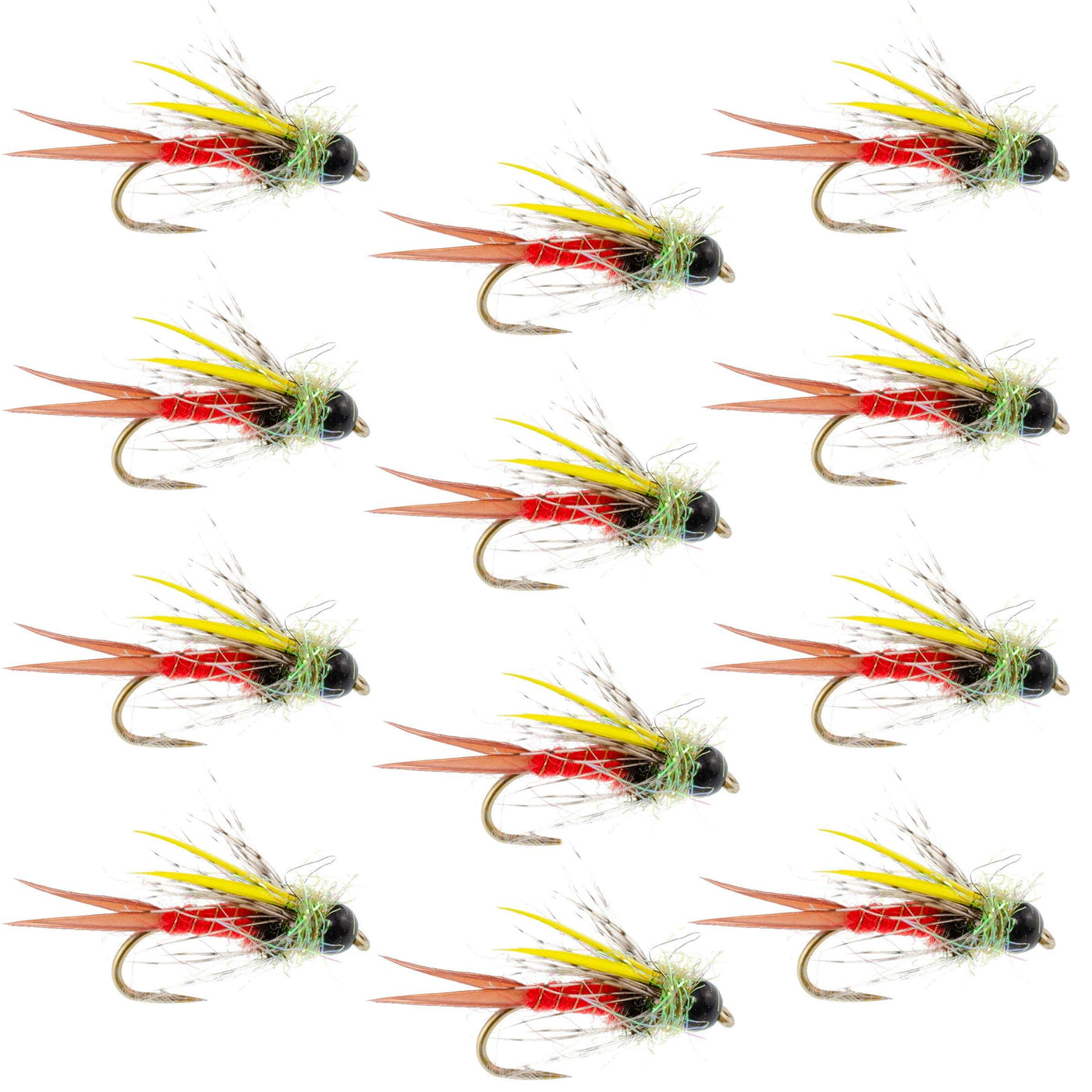 Tungsten Bead Head Nicks Prince Special Nymph Fishing Flies - 12 Flies Hook Size 12