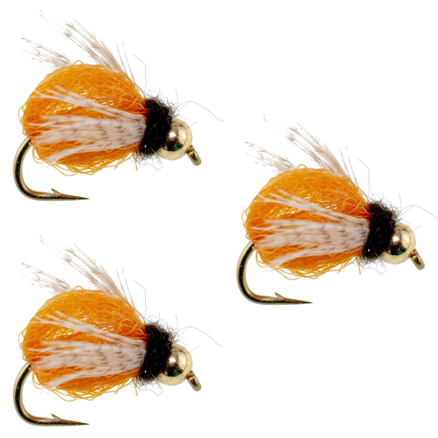 3 Pack Bead Head LaFontaine Amber Deep Sparkle Caddis Pupa - Hook Size 14