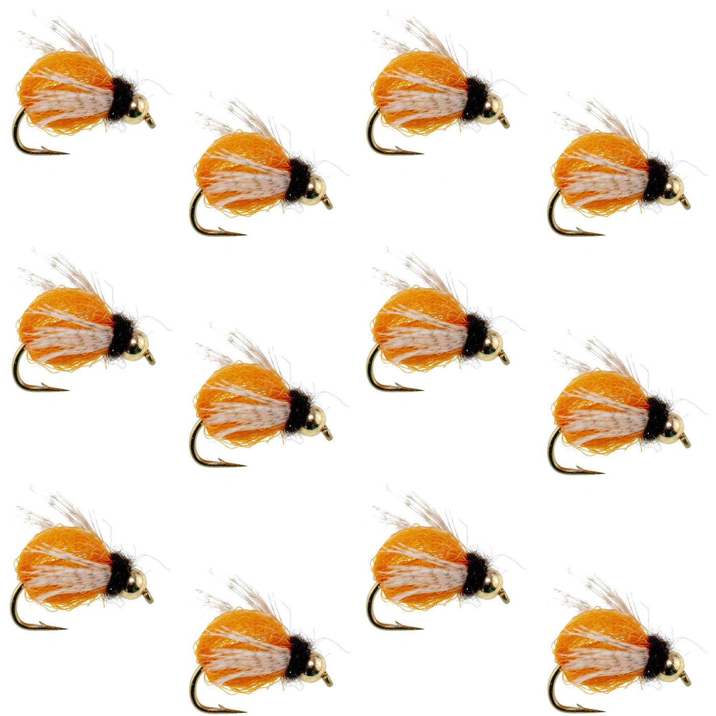 Bead Head LaFontaine Amber Deep Sparkle Caddis Pupa - 1 Dozen Flies Hook Size 16