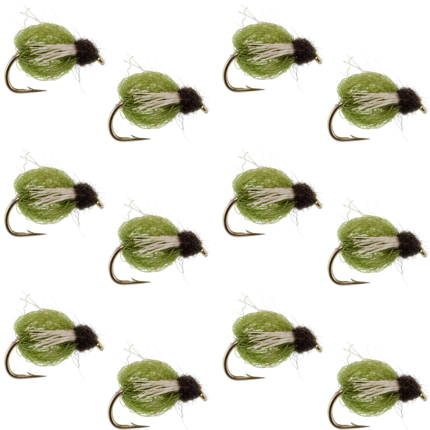 LaFontaine Olive Deep Sparkle Caddis Pupa - 1 Dozen Flies Hook Size 16