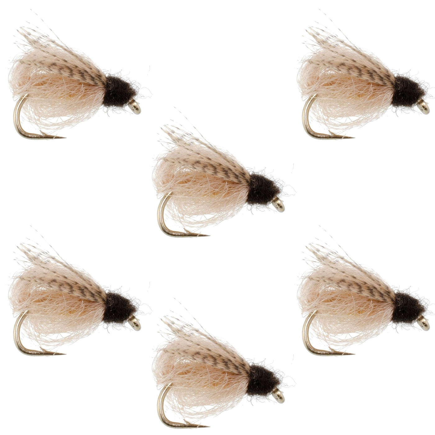 LaFontaine Tan Deep Sparkle Caddis Pupa - 6 Flies Hook Size 16