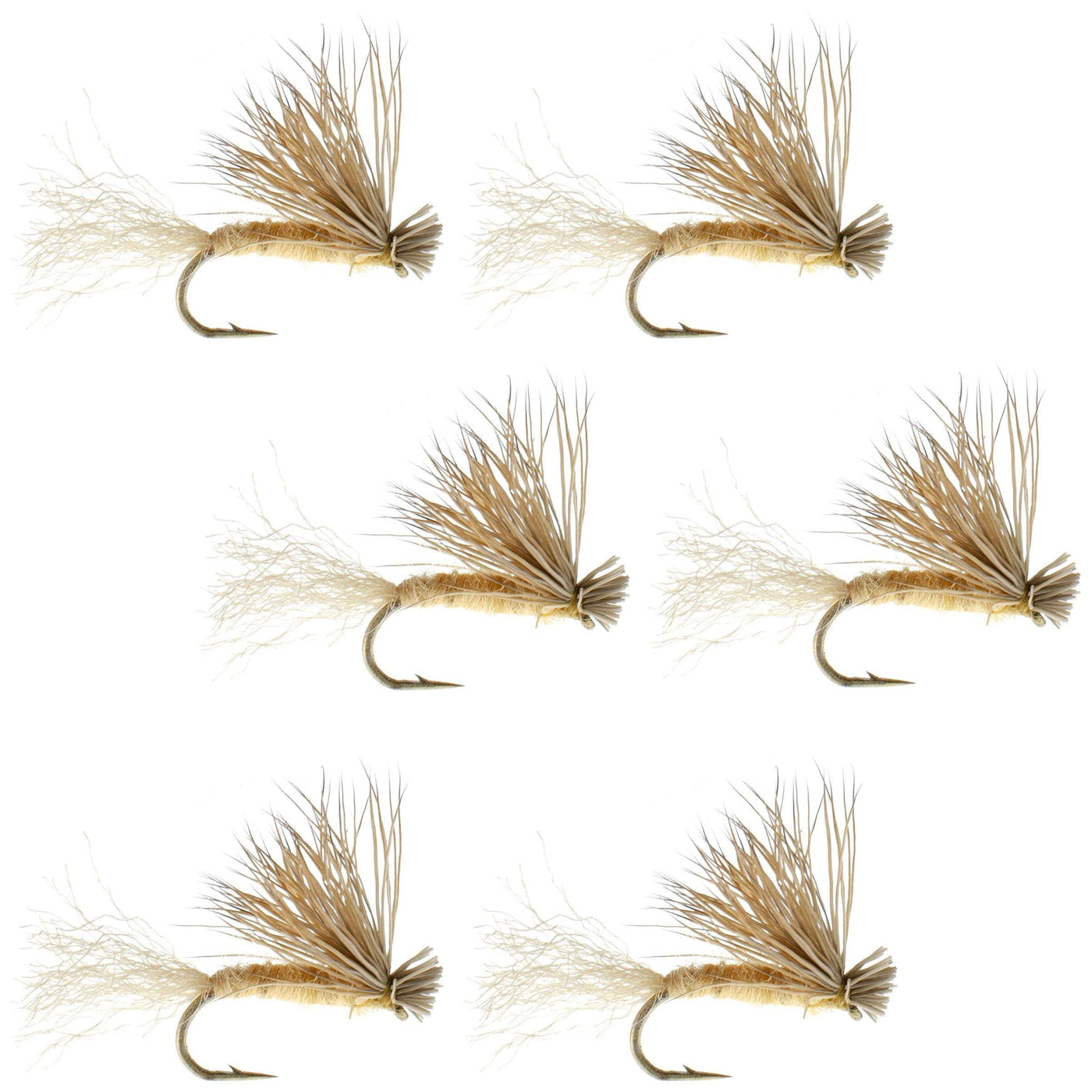 Barbless Tan X Caddis Emerging Caddis Adult Fly - 6 Flies Size 18
