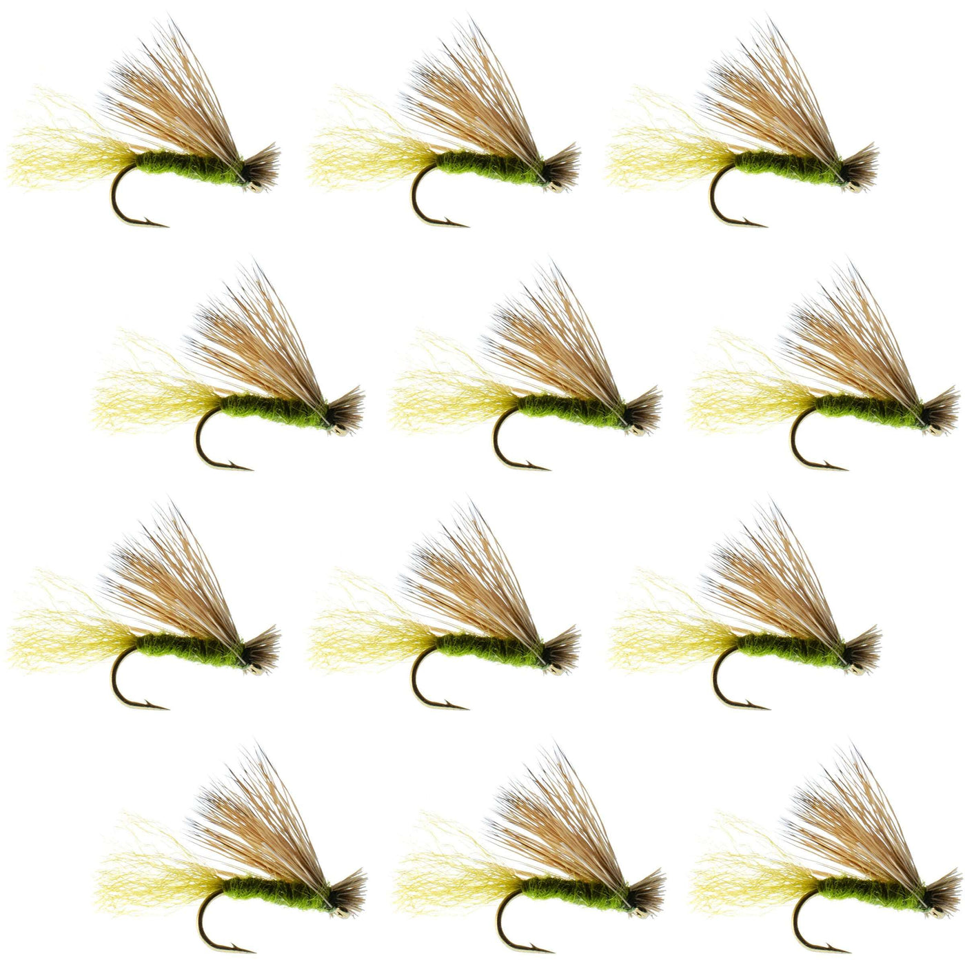 Barbless Olive X Caddis Emerging Caddis Adult Fly - 12 Flies Size 14