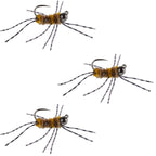 3 Pack Pat's Rubber Legs Tungsten Jig Coffee/Tan Euro Nymph Size 6