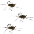 3 Pack Pat's Rubber Legs Tungsten Jigged Dark Olive Euro Nymph Size 6