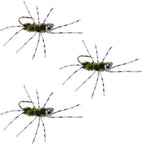 3 Pack Pat's Rubber Legs Tungsten Jigged Black/Olive Euro Nymph Size 6