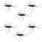 Barbless Pat's Rubber Legs Tungsten Jig Black/Olive Euro Nymph 6 Flies #6
