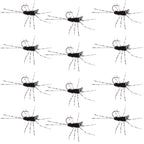 Barbless Pats Rubber Legs Tungsten Jig Black Euro Nymph 12 Flies #6