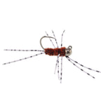 Barbless Pat's Rubber Legs Tungsten Bead Jig Brown Euro Nymph 6 Flies #6