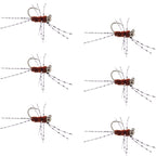 Barbless Pat's Rubber Legs Tungsten Bead Jig Brown Euro Nymph 6 Flies #6