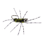 Barbless Pat's Rubber Legs Tungsten Jig Black/Olive Euro Nymph 6 Flies #6