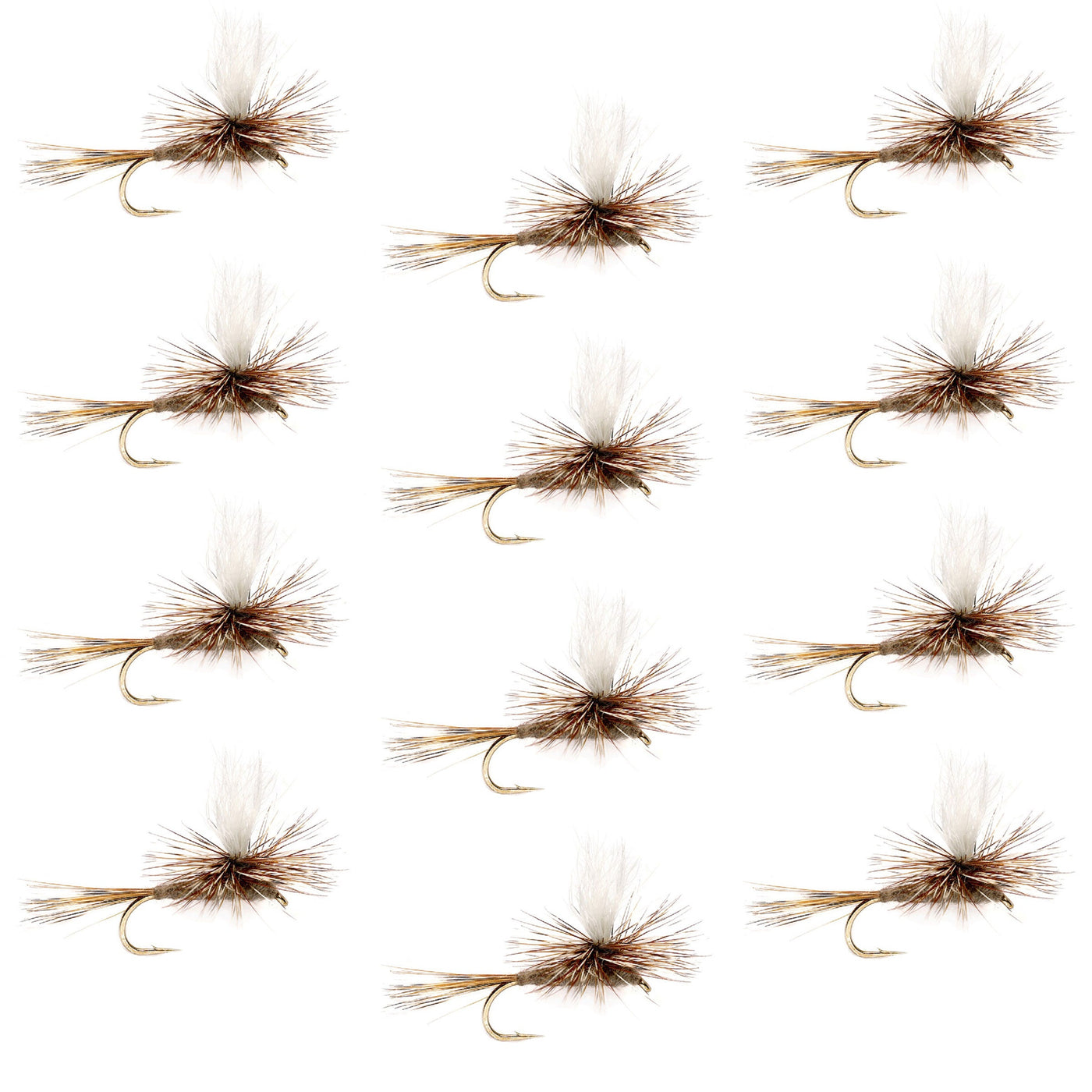 Adams Parachute Classic Dry Fly - 12 Flies Hook Size 12