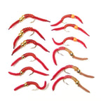 Barbless Tungsten San Juan Worm Power Bead Assortment 12 Flies Size 10