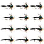 Bead Head Zebra Copper John Nymph Fly Fishing Flies - 1 Dozen Flies Hook Size 14