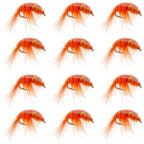 Orange Beaded Shrimp Scud Pattern - 1 Dozen Size 12 - Tailwater Lake Fly Fishing Nymph