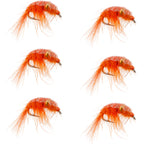 Orange Beaded Shrimp Scud - 6 Flies - Size 16 - Tailwater Lake Fly Fishing Nymph