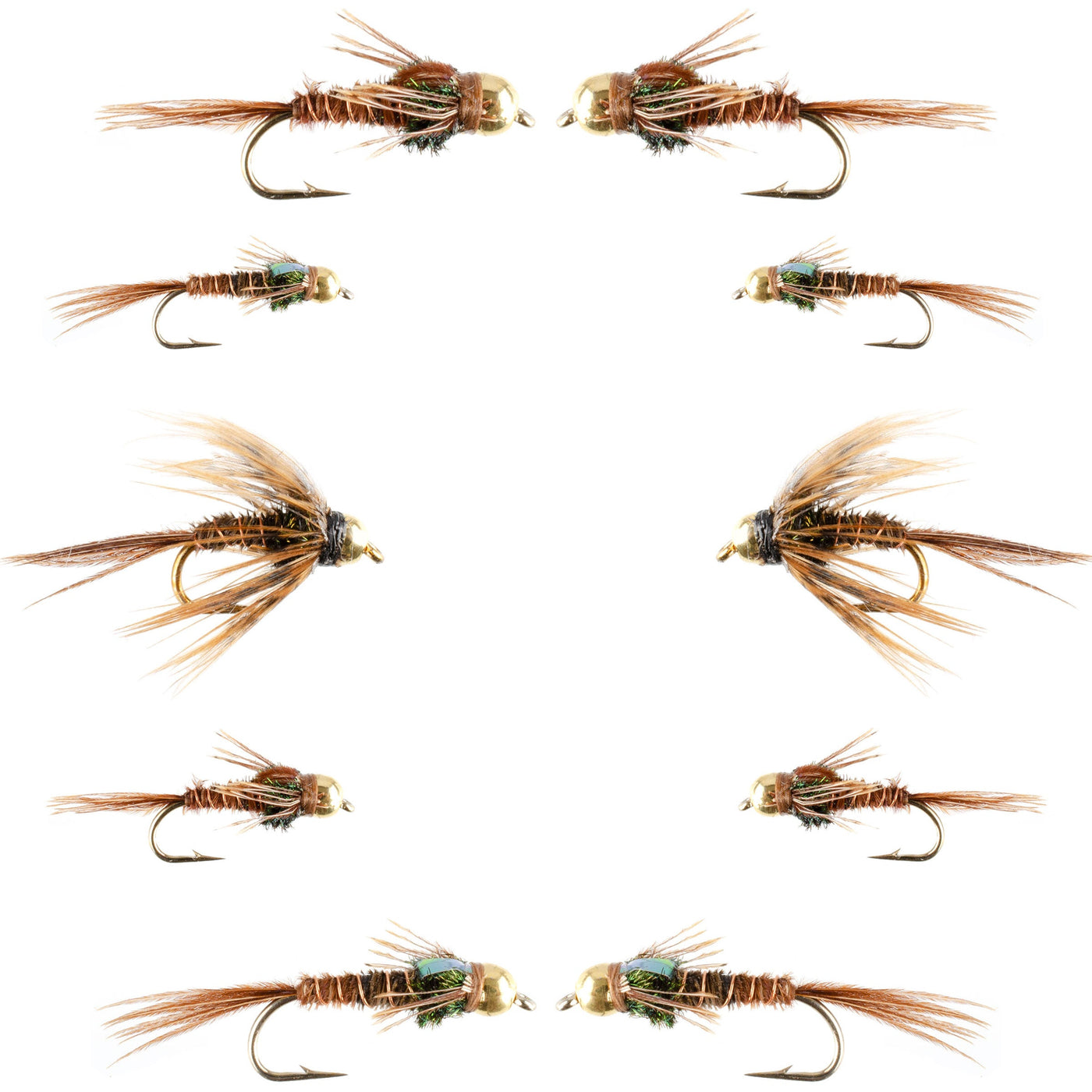 Basics Collection - Beaded Pheasant Tail Nymph Assortment - 10 Flies #14-18