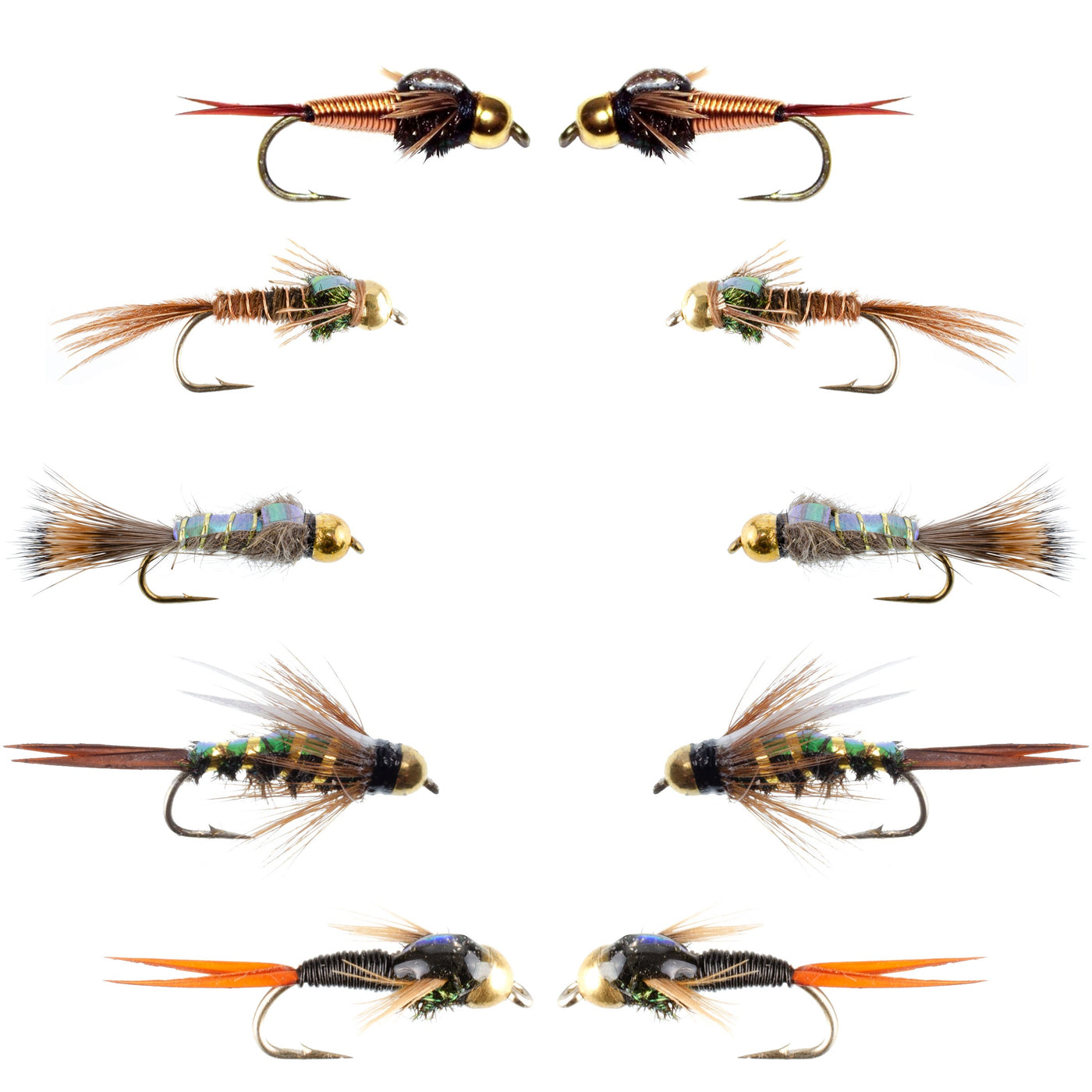Basics Collection - Flash Back Tungsten Bead Head Nymphs 10 Flies  #10-16