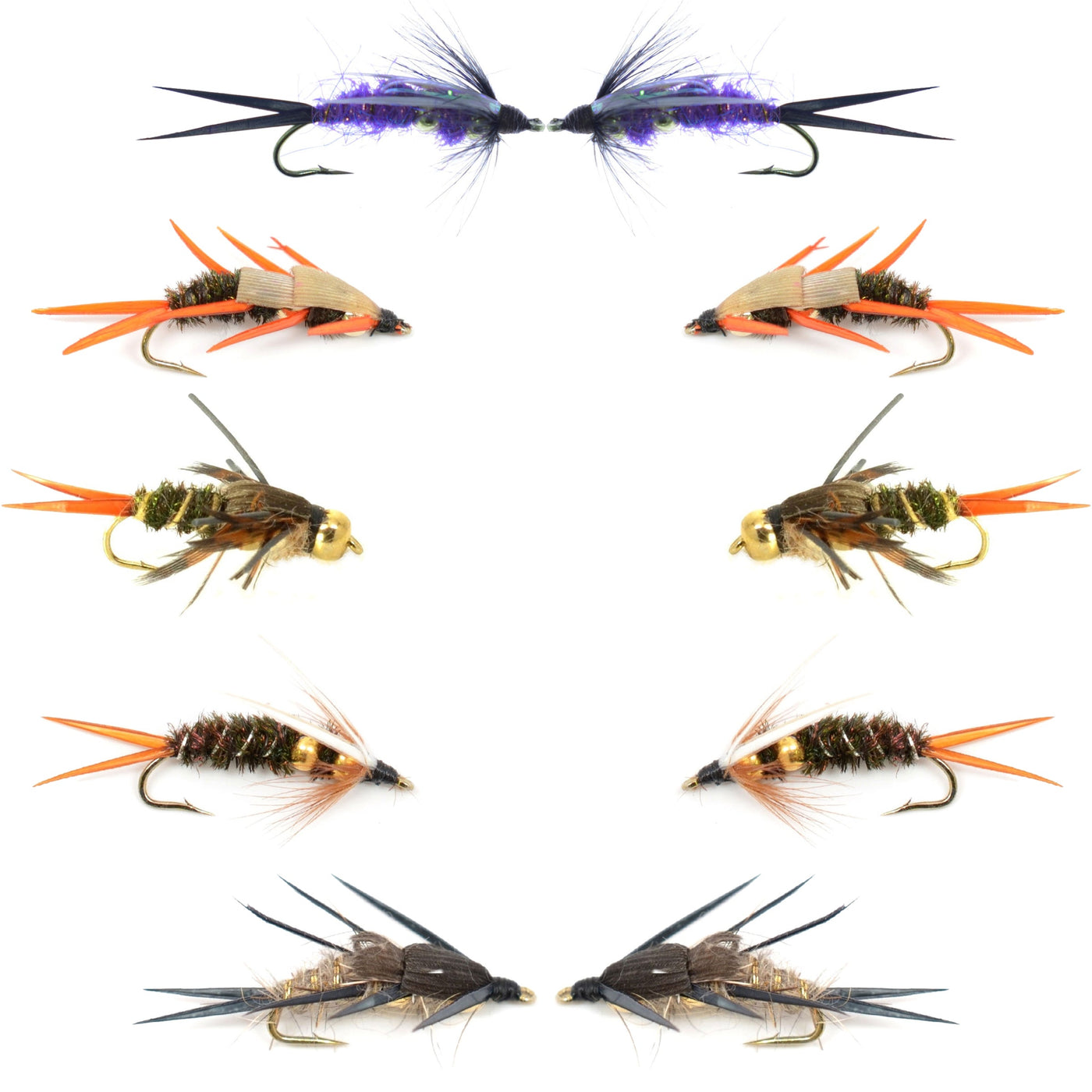 Basics Collection - Double Bead Nymph Assortment - 10 Wet Flies - Size 12