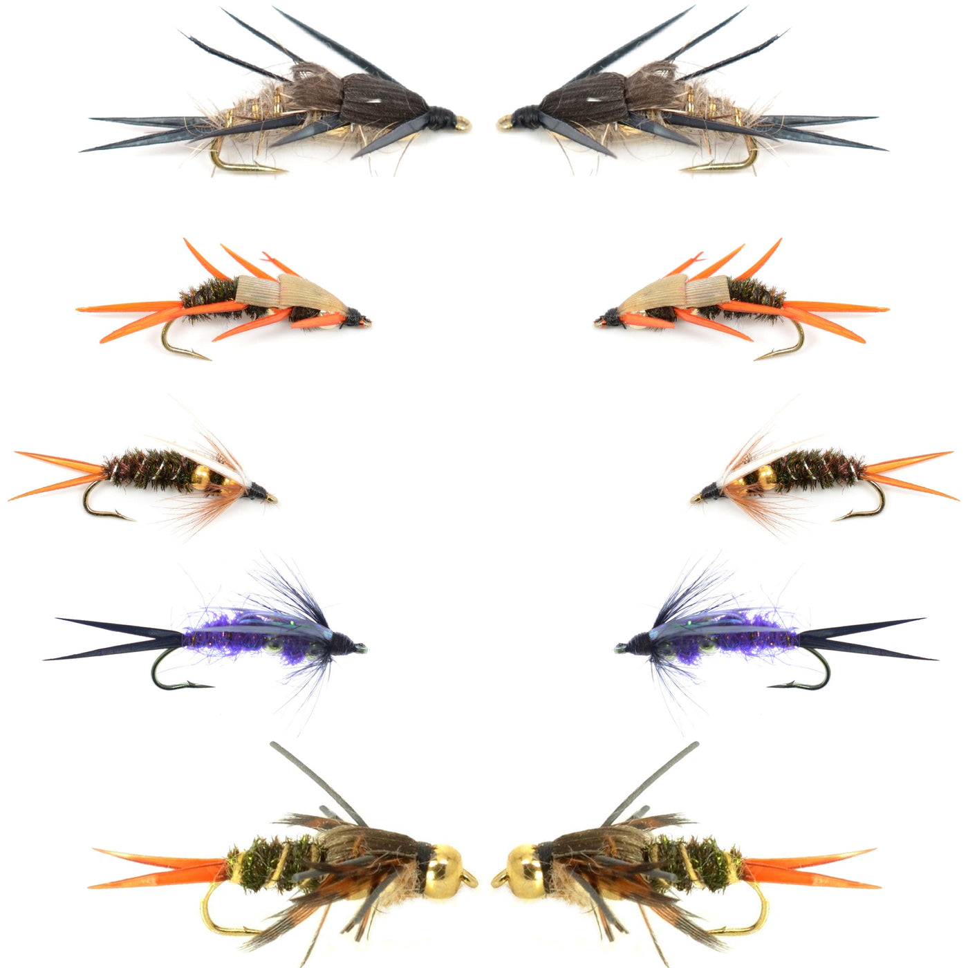 Basics Collection - Double Bead Nymph Assortment - 10 Flies - Size 8