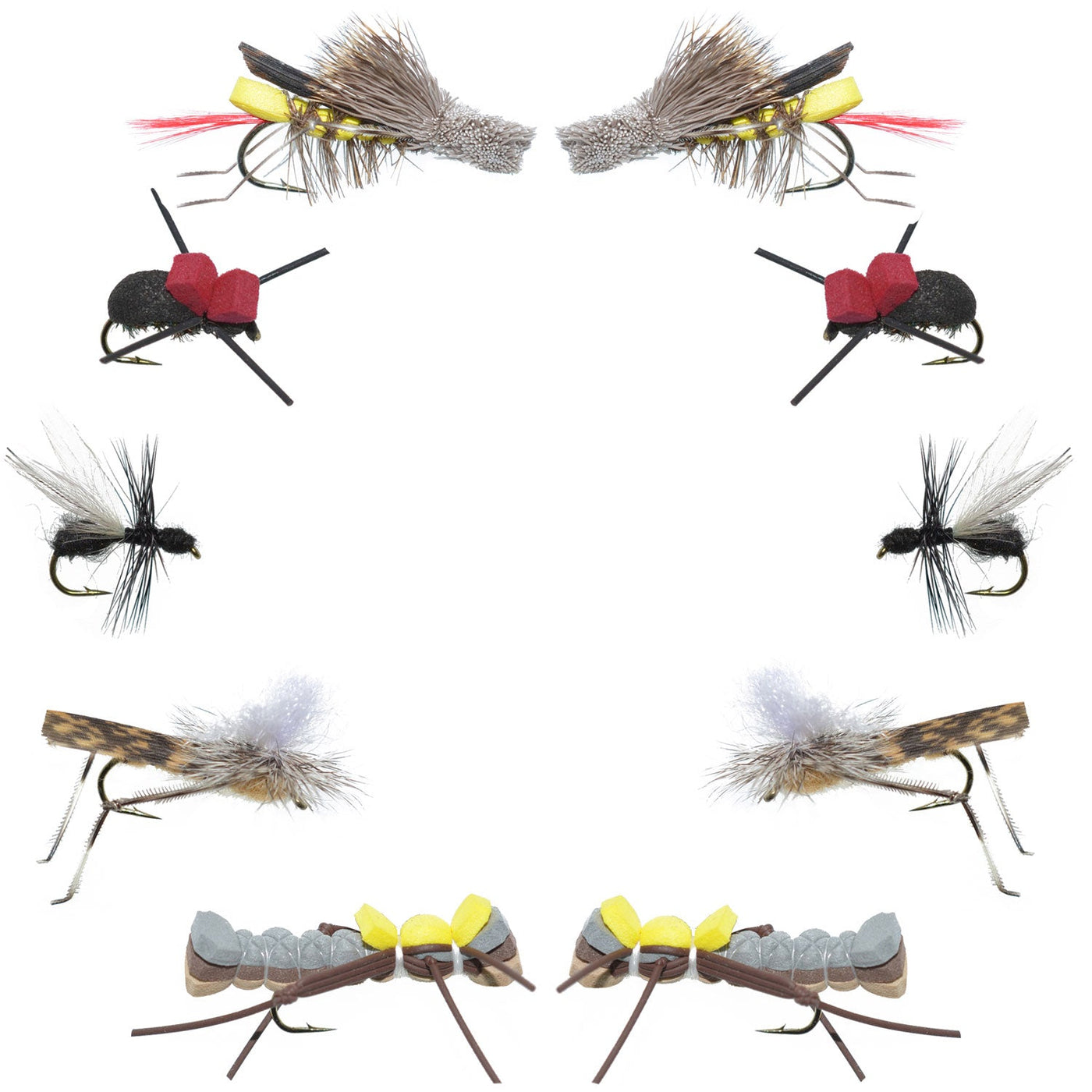 Basics Collection - Terrestrials Fly Assortment - 10 Flies - Sizes 10-14
