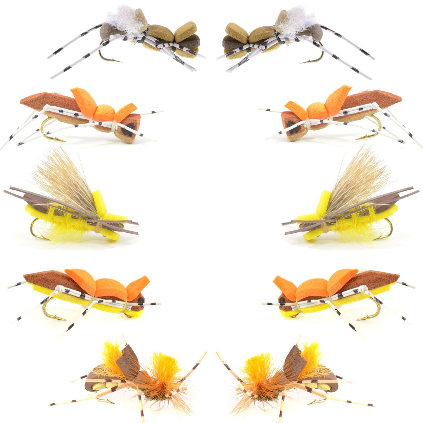 Basics Collection - Foam Hoppers Assortment - 10 Flies - Size 10