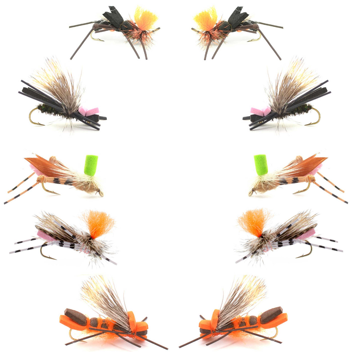 Basics Collection - Foam Hoppers Assortment #2 - 10 Flies - Hook Size 10