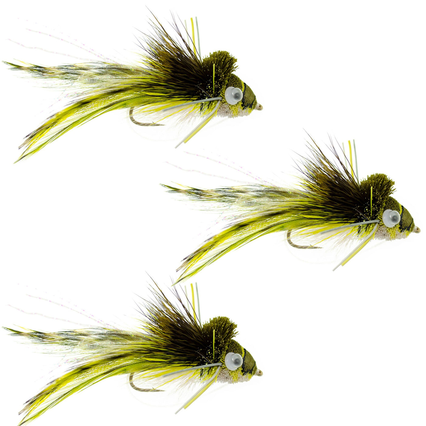 3 Pack Swimming Frog Dahlberg Diver Size 4 Bass Bug With Weed Guard