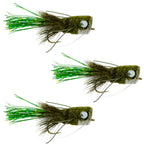 3 Pack Bass Popper Size 6 - Olive Bass Bug With Weed Guard