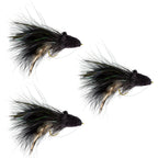 3 Pack Black Dahlberg Deer Hair Diver Size 4 Bass Bug With Weed Guard