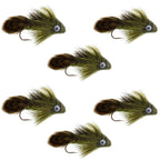 Big Eye Olive Sculpin Streamer Fly - 6 Flies - Hook Size 2