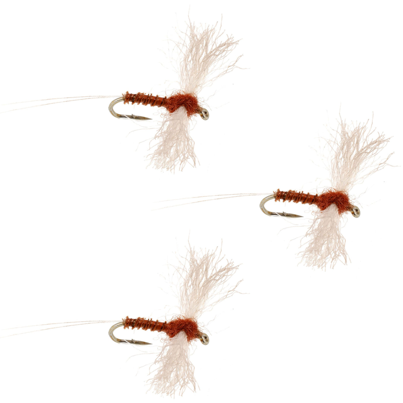3 Pack Rusty Spinner Z-Lon Wing Biot Body Flies Hook Size 14