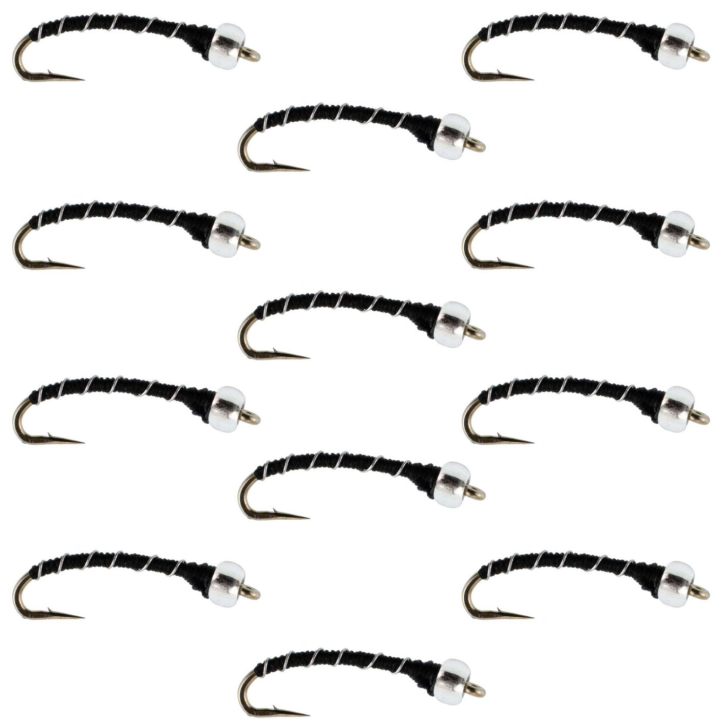Black Mercury Midge - Glass Bead Head - 12 Flies Size 20