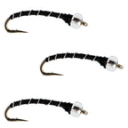 3 Pack Black Mercury Midge - Glass Bead Head Flies Size 20