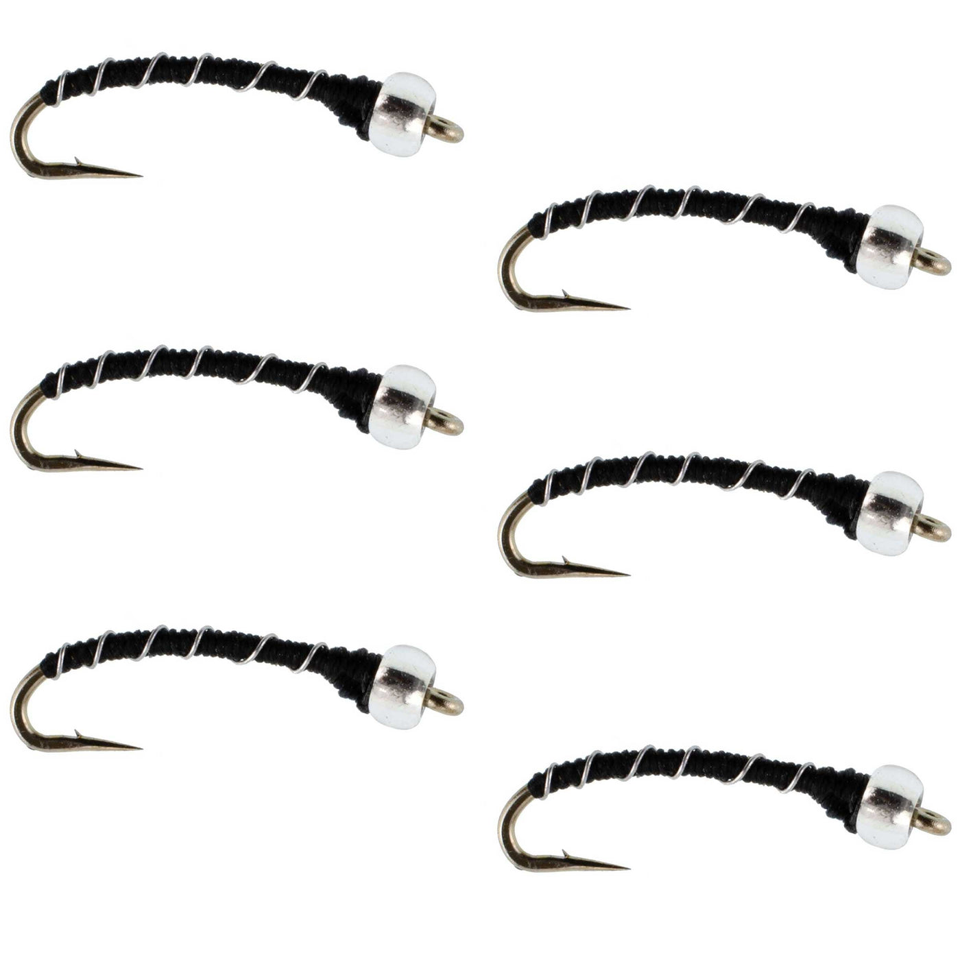 Black Mercury Midge - Glass Bead Head - 6 Flies Size 20