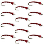 Mercury Red Blood Midge - Glass Bead Head 12 Flies Size 18