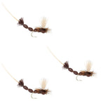 3 Pack Brown Para Drake Extended Body Dry Flies Size 12