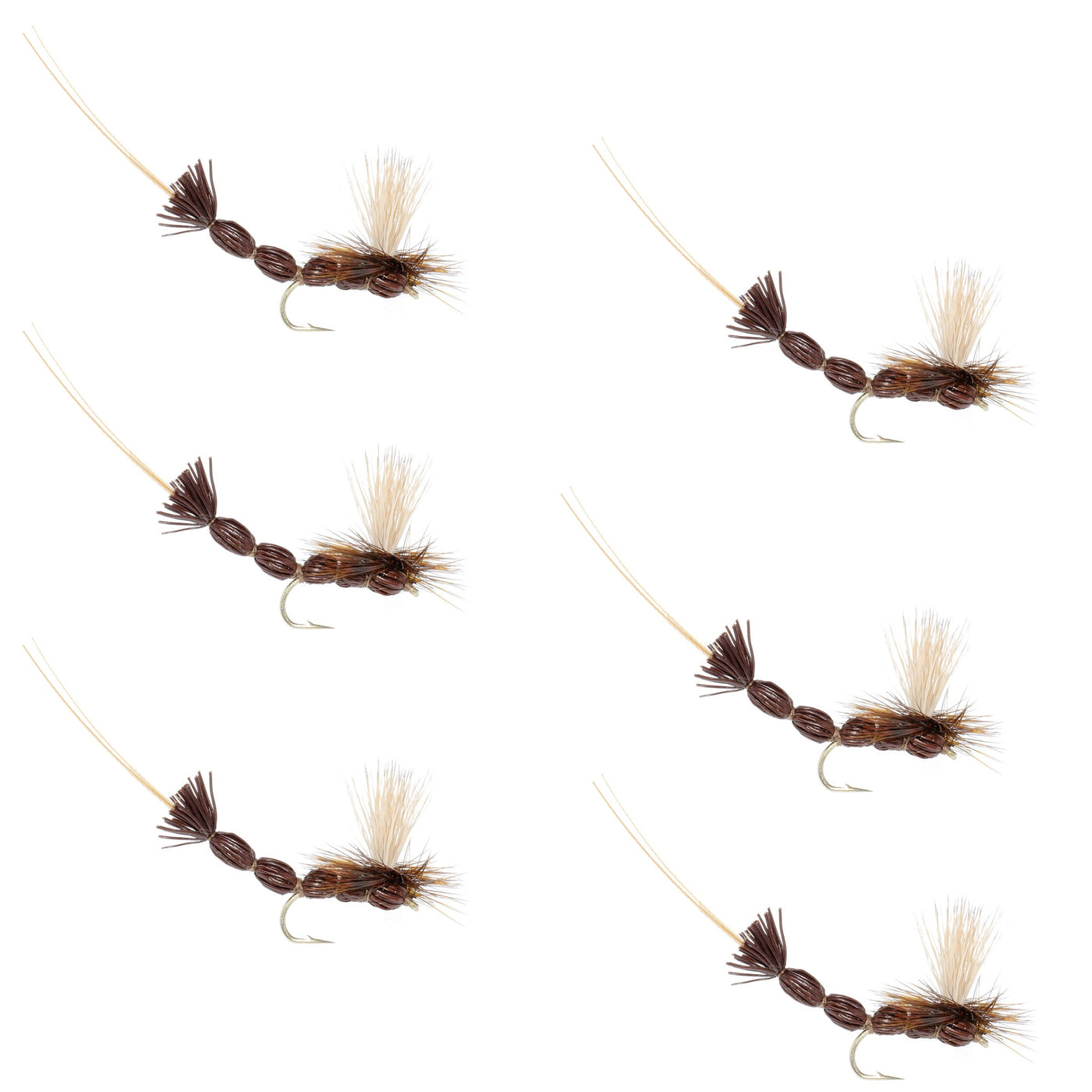 Brown Para Drake Extended Body Dry Fly - 6 Flies Size 12