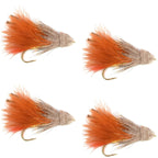 Brown Marabou Muddler Minnow Streamer Fly - 4 Flies Size 4