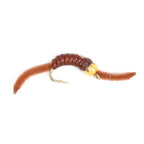 Barbless Tungsten San Juan Bead Head Power Worm Brown 12 Flies Size 10
